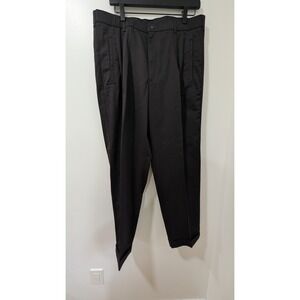 Vintage Claybrooke Khakis Pleated Cuffed Trousers Brown 36x30 Crisp